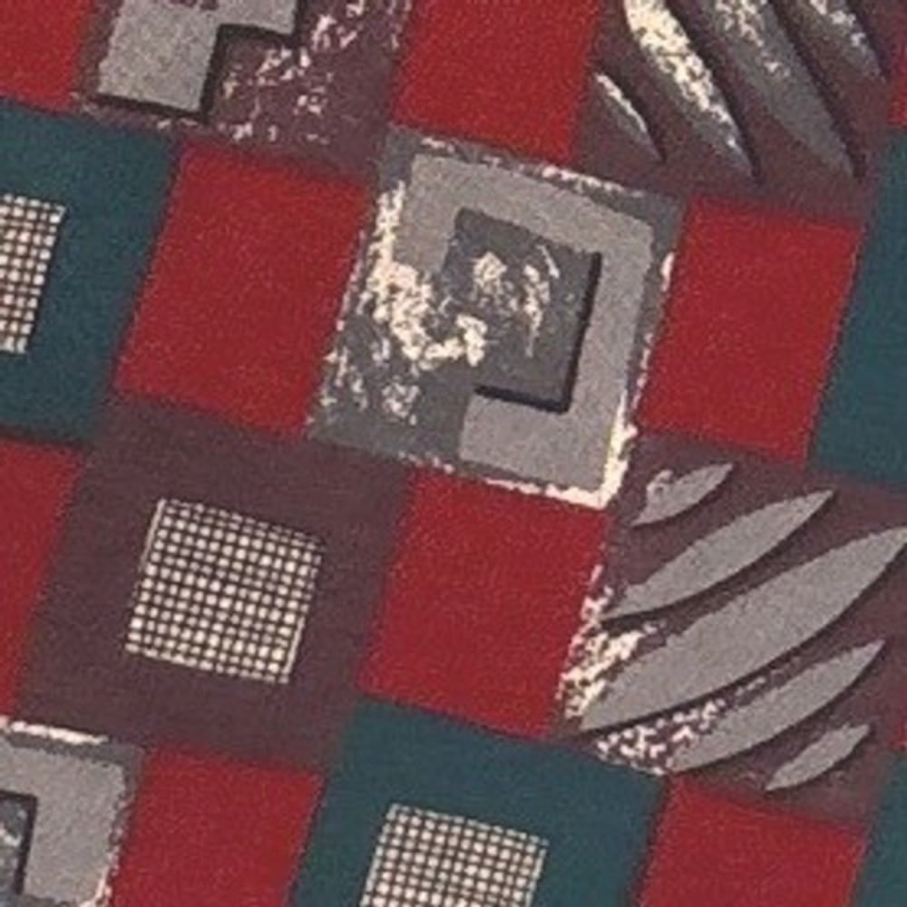 VINTAGE PIERRE CARDIN Mens 100% Silk Tie Red Teal Grey Abstract Maximalist
